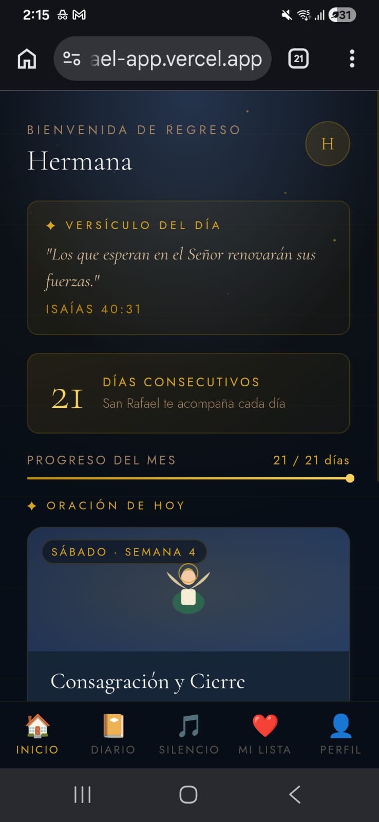 Pantalla de perfil