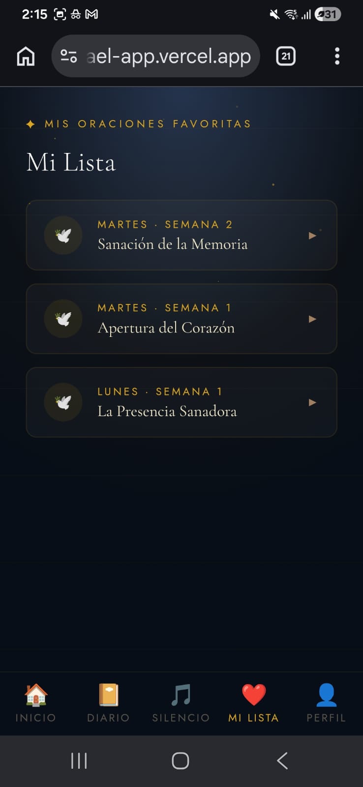 Pantalla de modo silencio